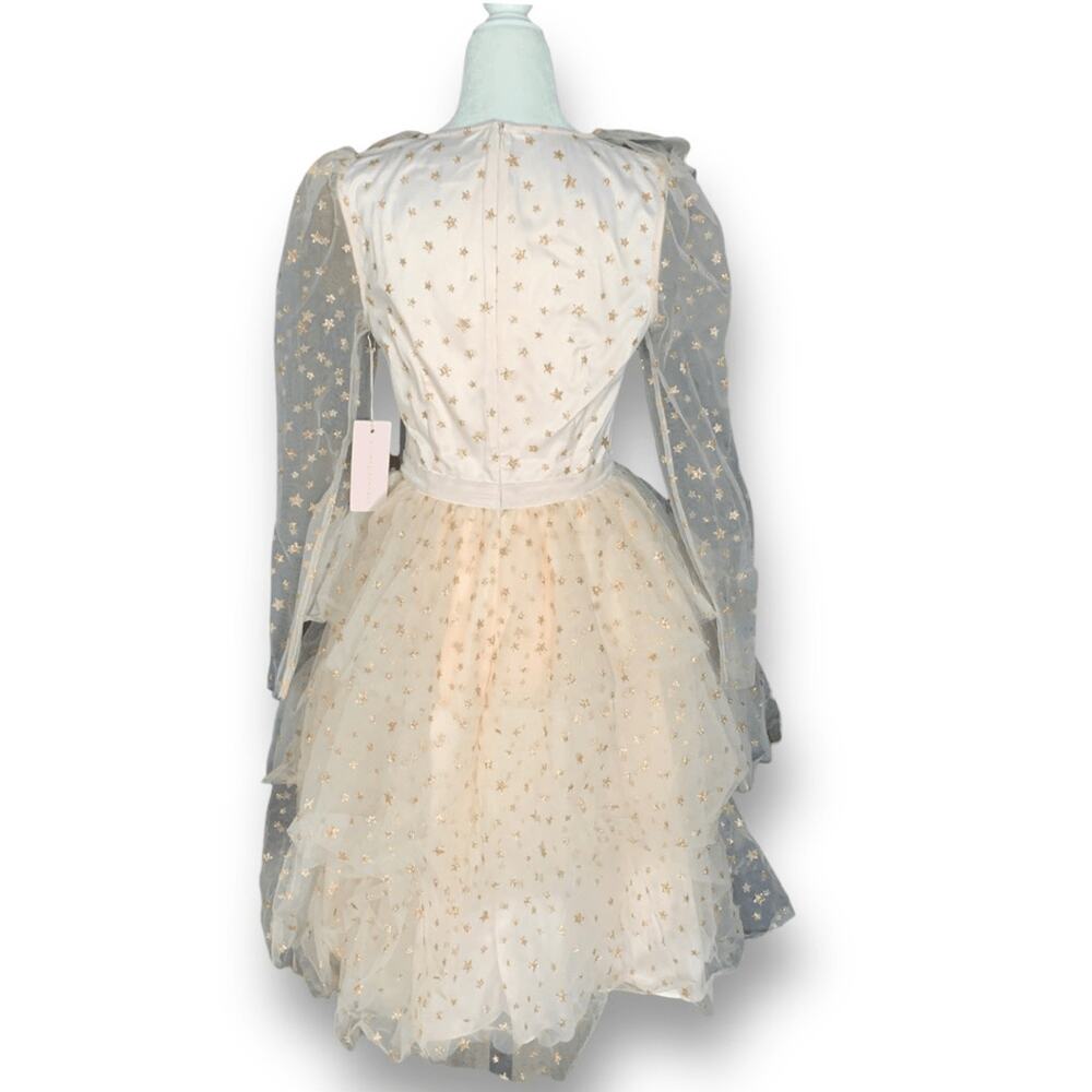 Rachel Parcell Pastel Pink Gold Metallic Glitter Star Tulle Dress Tiered Skirt - Picture 6 of 11